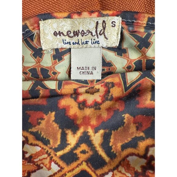 One world, Multi colored blouse design on neckline - Picture 4 of 4